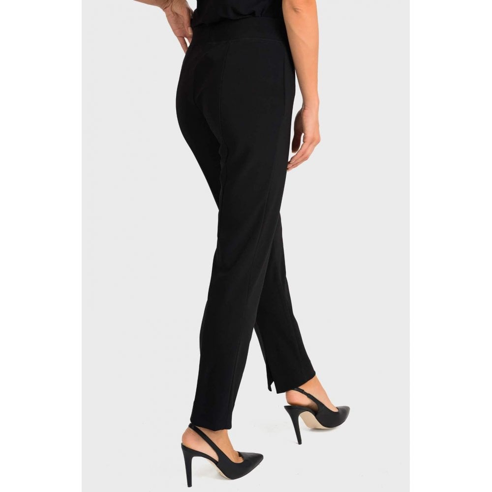 Straight Slim Black Trousers with Slit on the Back 143105