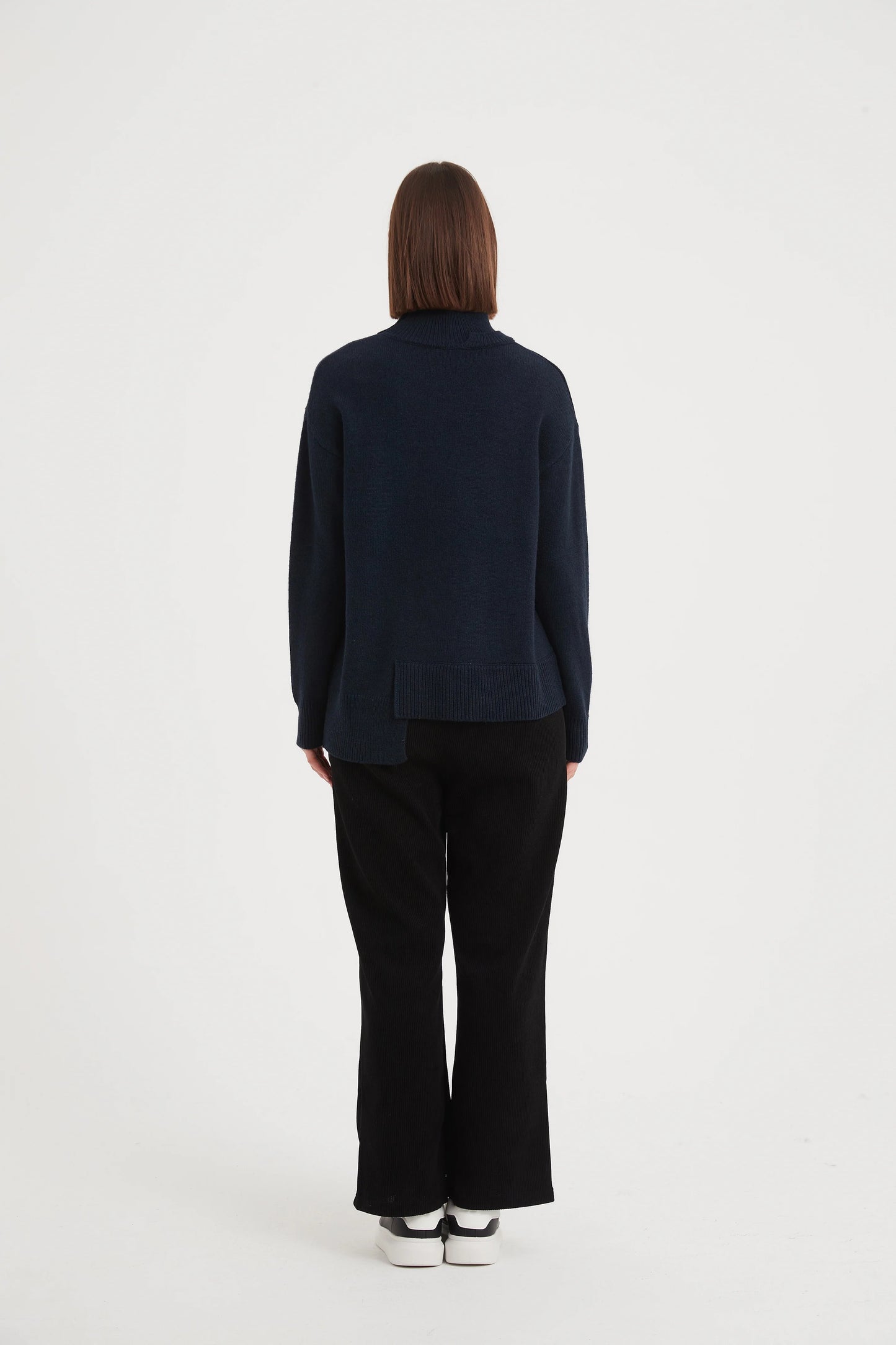 Asymmetric Hem Navy Knit