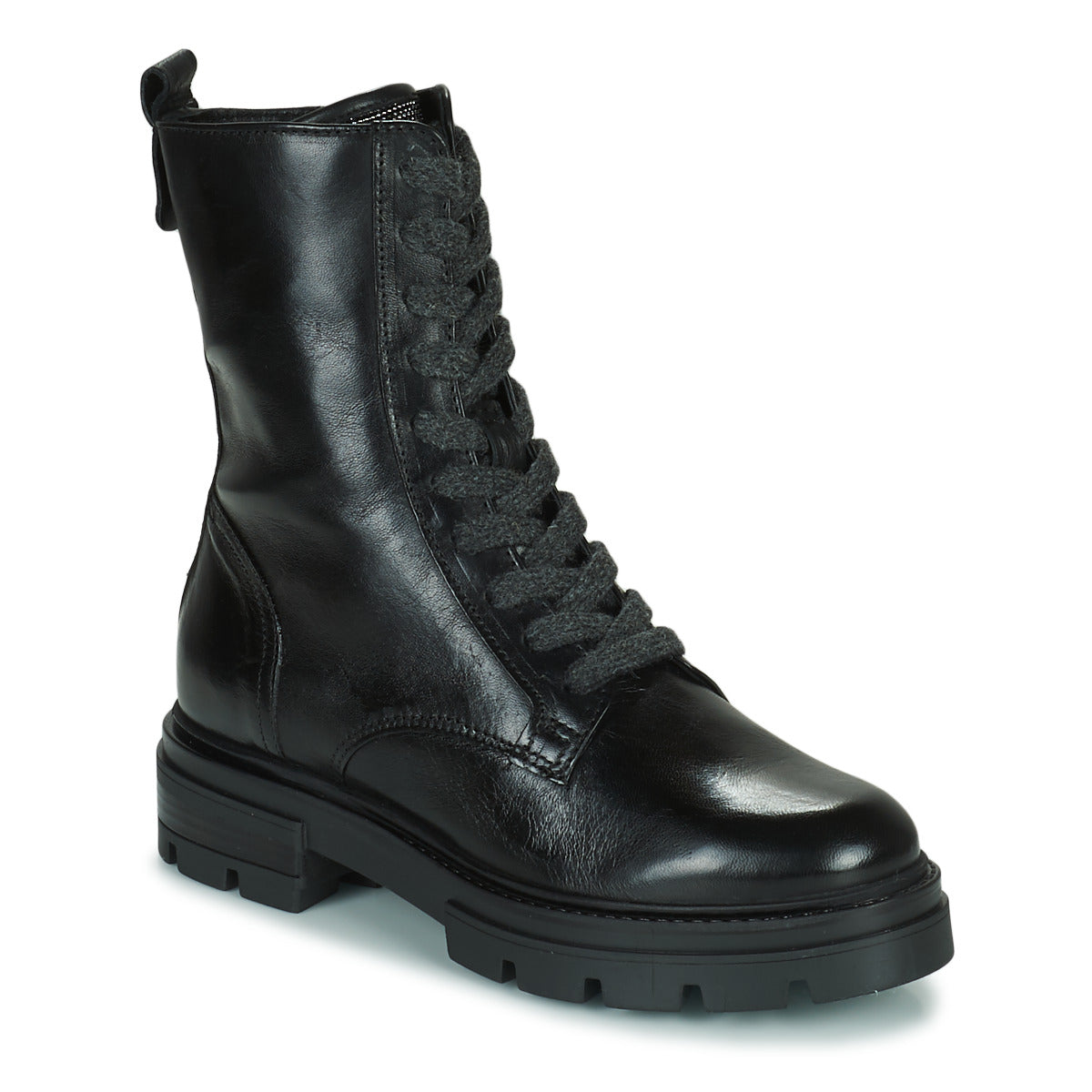 Black Wool Lace Up Boot