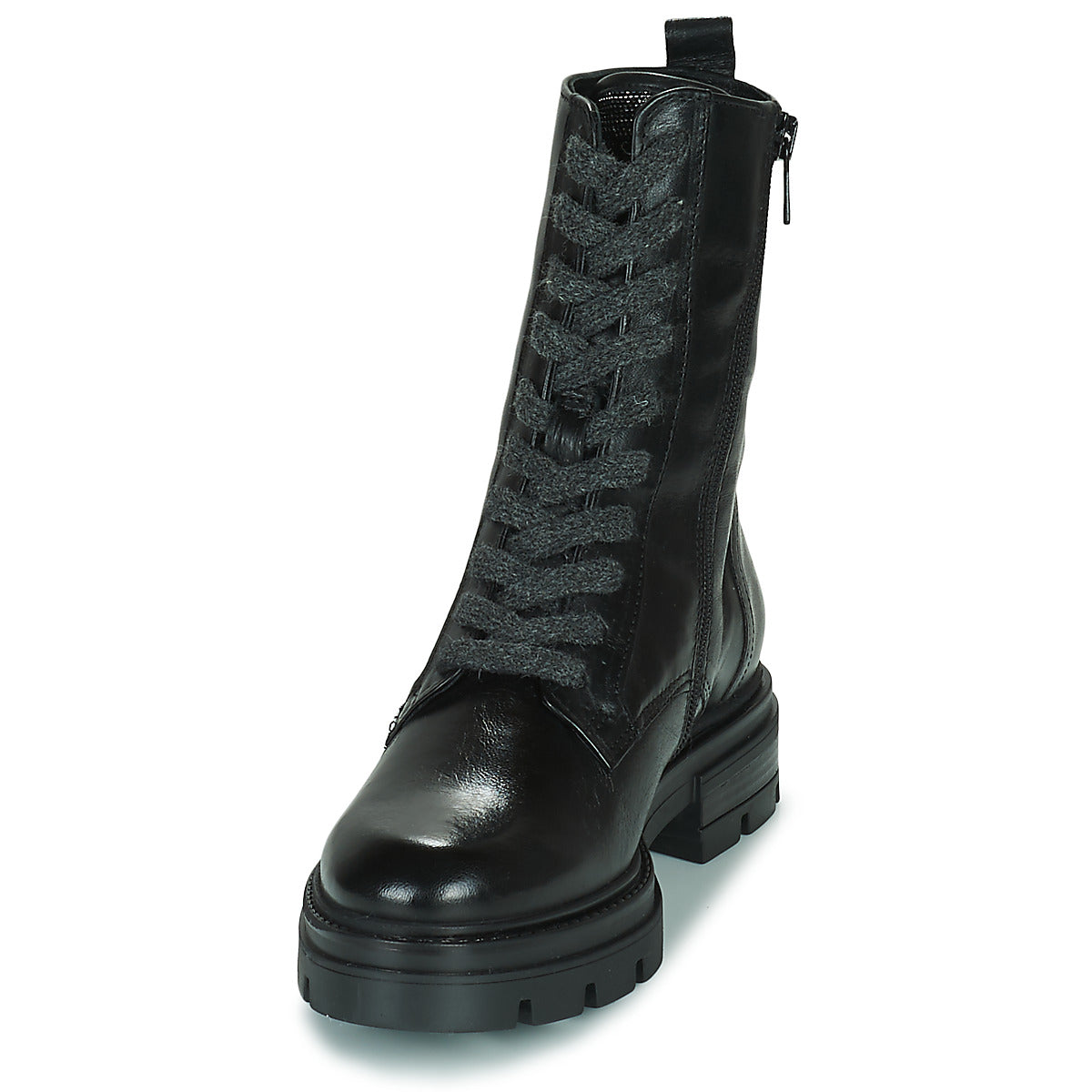 Black Wool Lace Up Boot