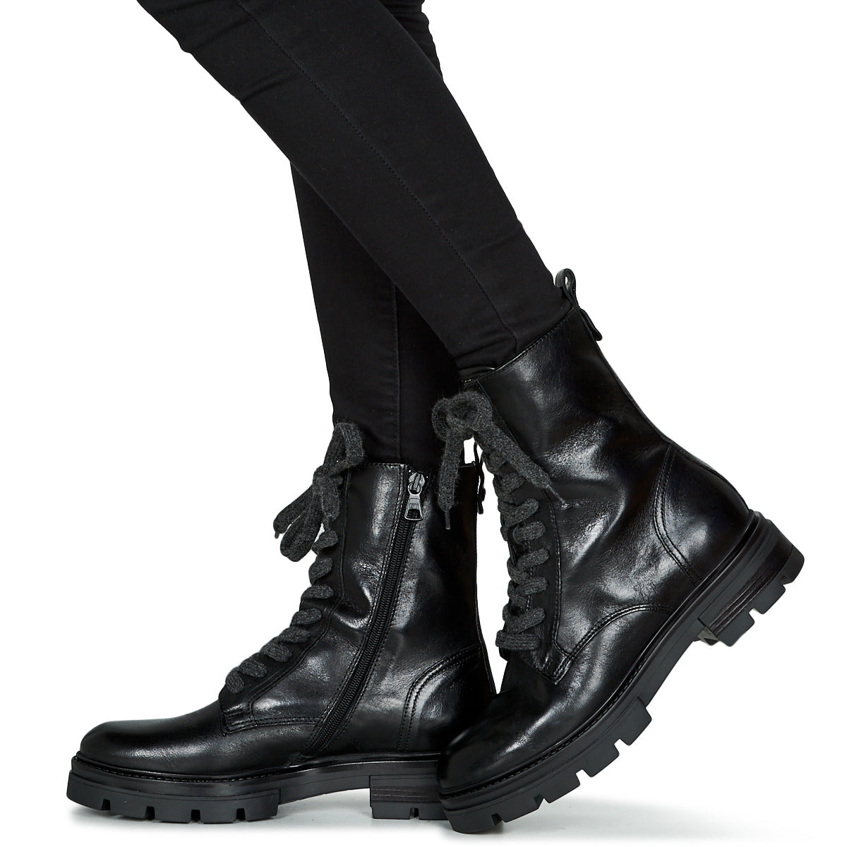 Black Wool Lace Up Boot