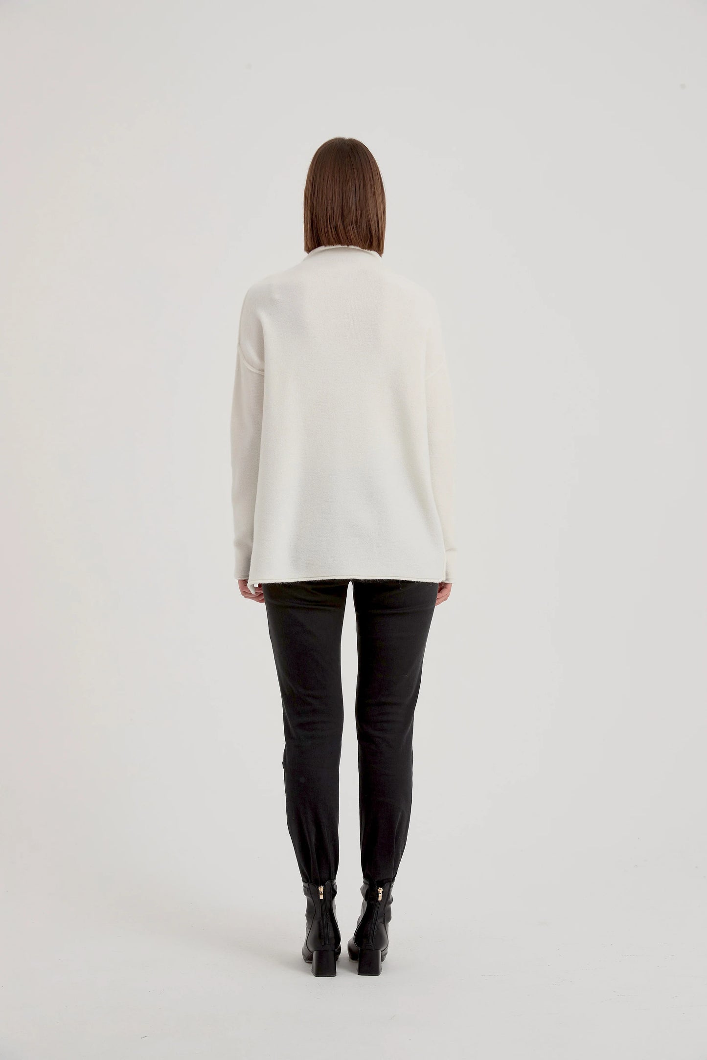 Cream Seam Funnel Neck Knit