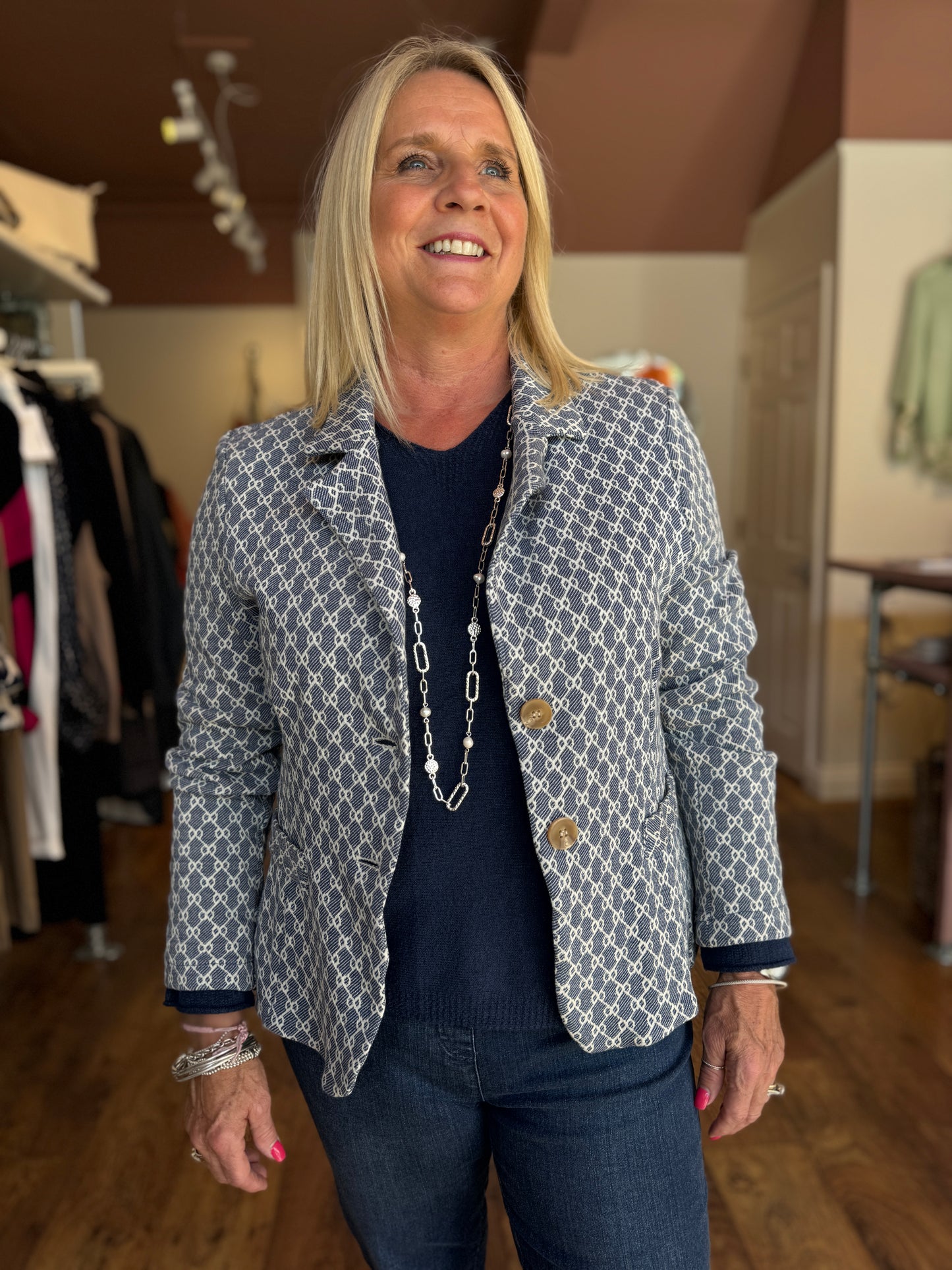 Blue Chain Print Jacket