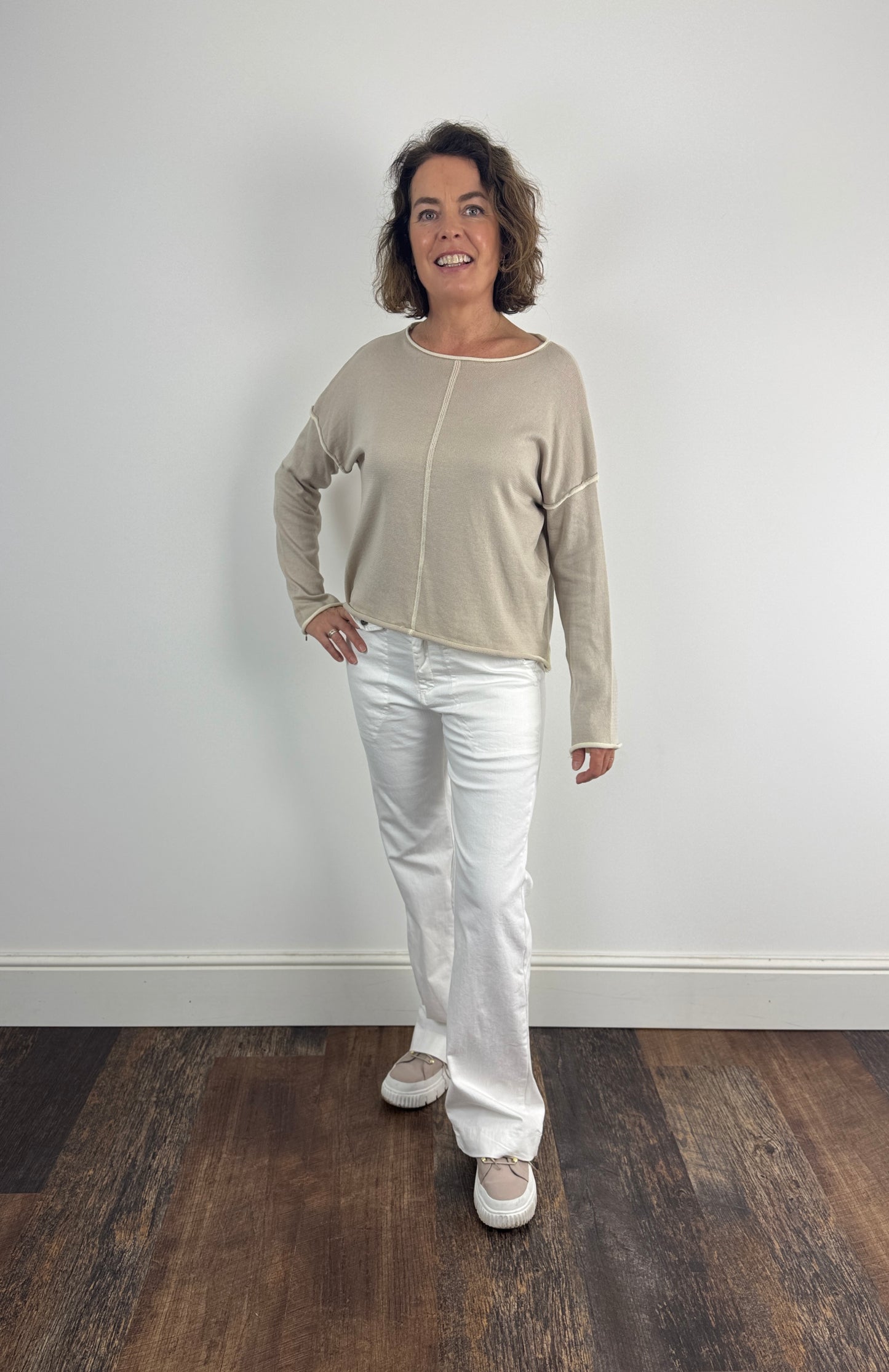 Beau White Flare Trouser