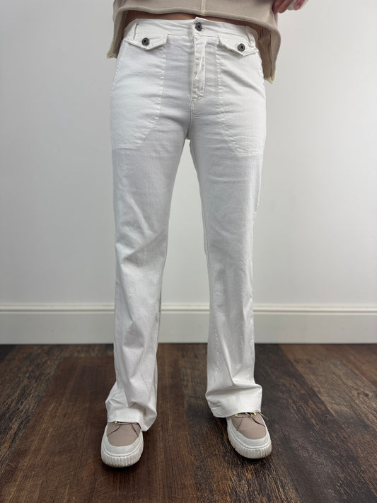 Beau White Flare Trouser