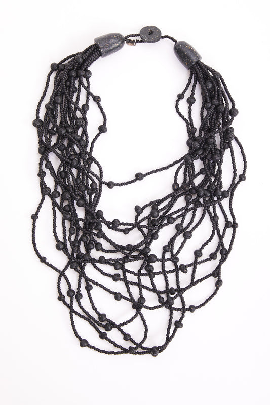 Black Multi String Necklace 301