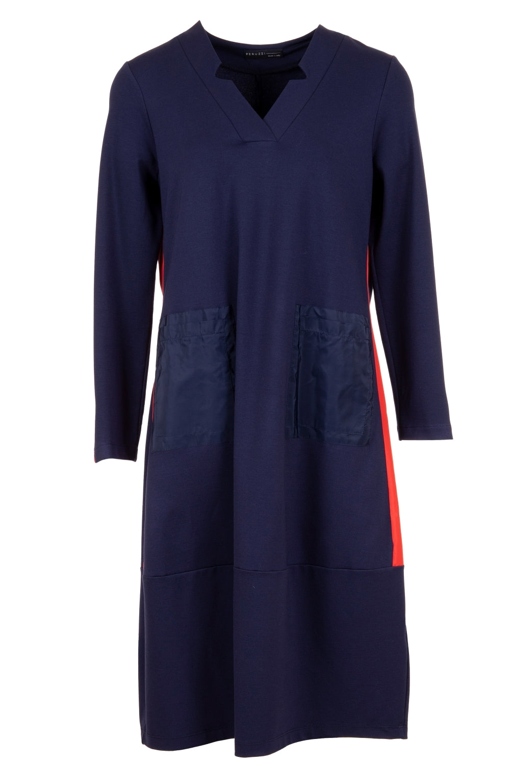 Navy Taffeta Pocket Dress