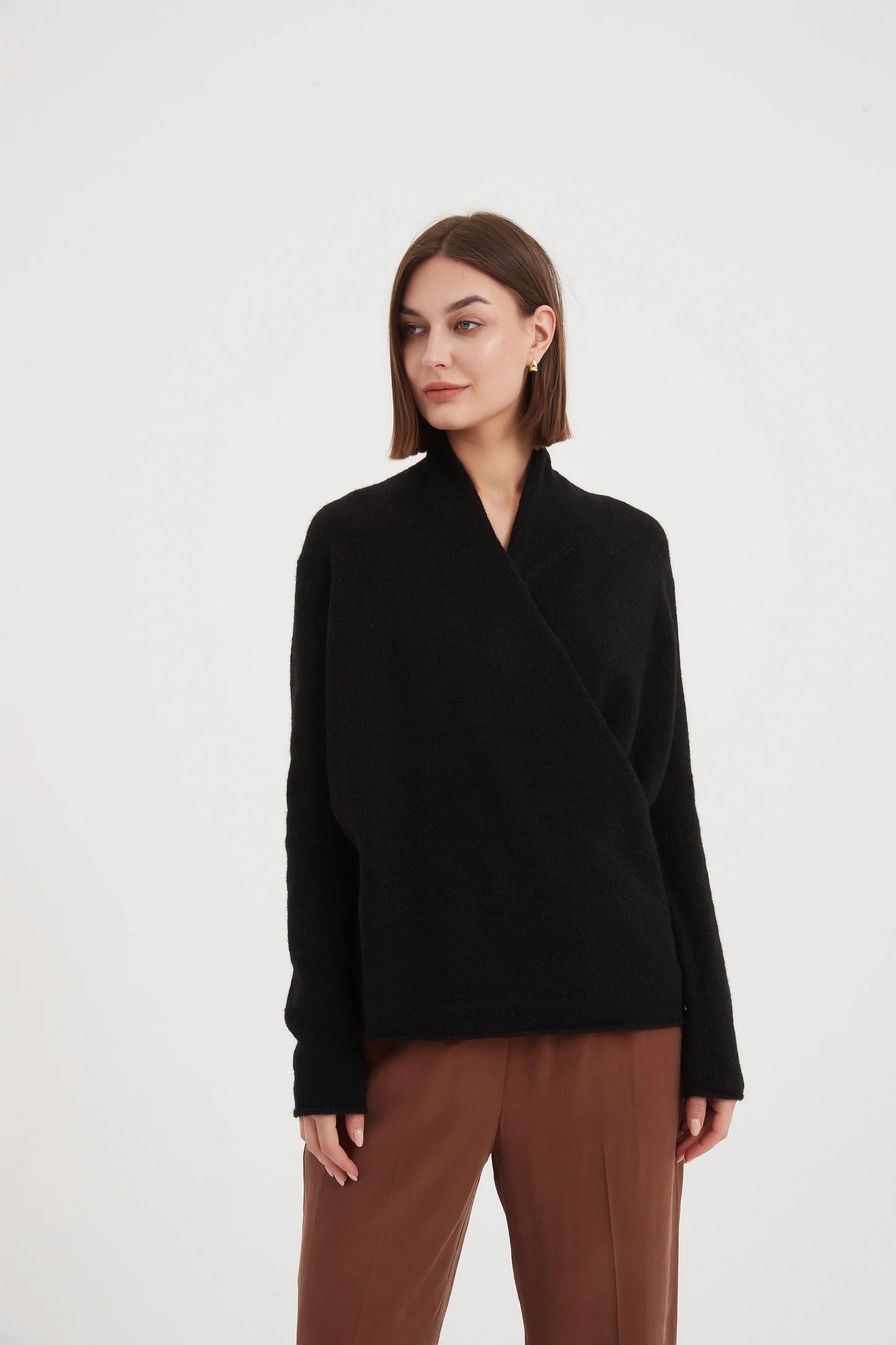 Black Front Wrap Knit