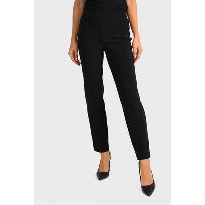 Straight Slim Black Trousers with Slit on the Back 143105