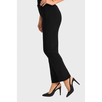 Straight Slim Black Trousers with Slit on the Back 143105